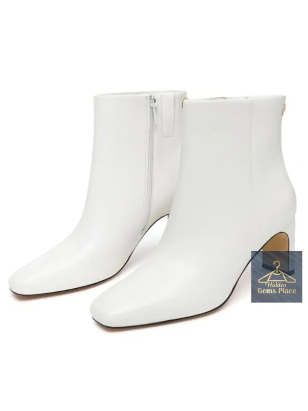 Women's Square Toe Chunky Heeled Ankle Boots with Side Zipper